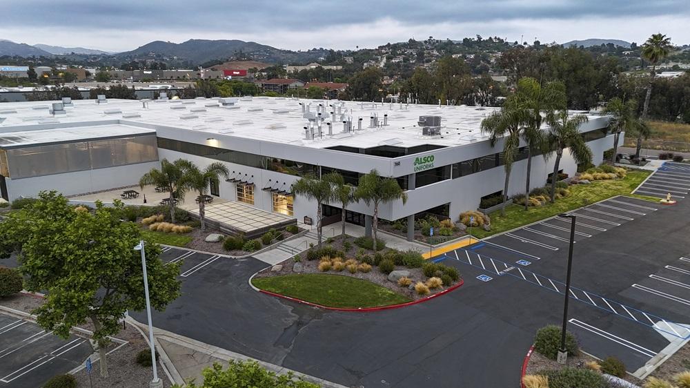 Aerial shot of Alsco Uniforms plant in Vista, California.