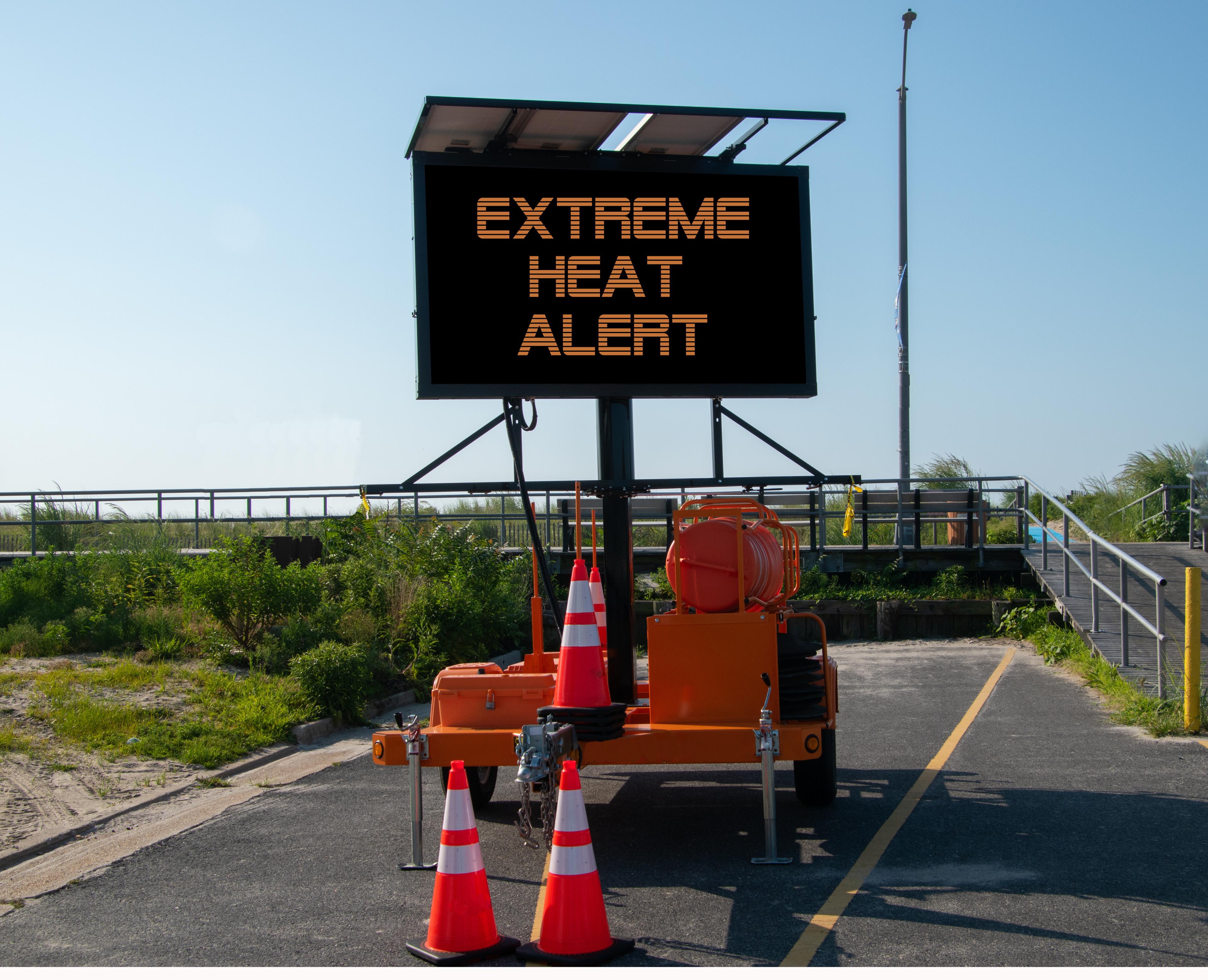 digital sign warning of extreme heat