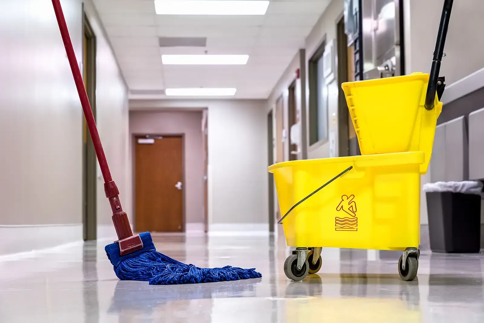 Mop and mop bucket in facility - how to clean a mop head