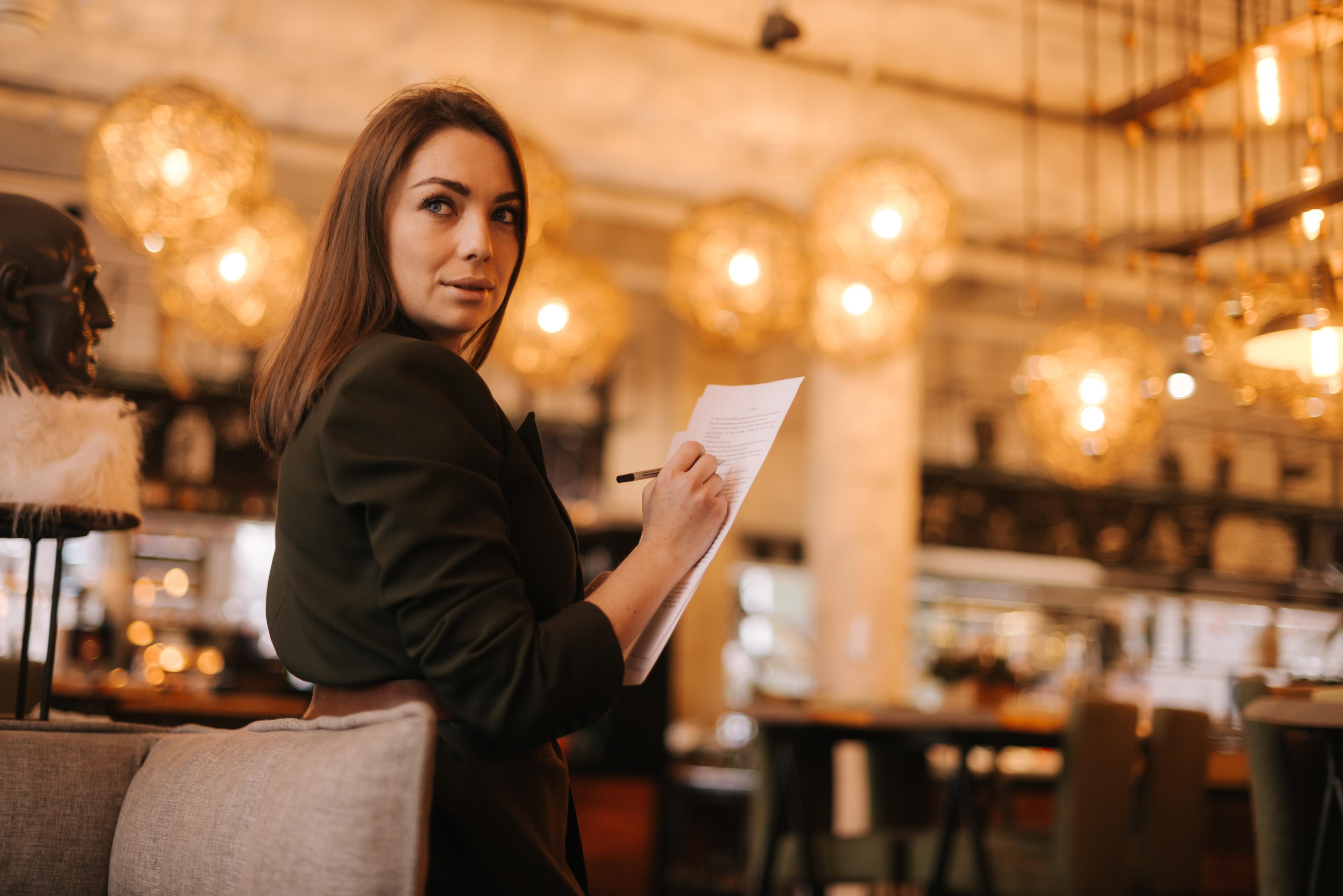 Hostess working in a restaurant