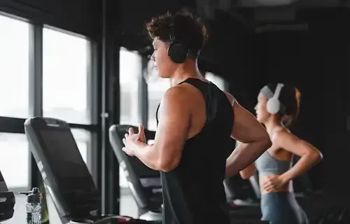 Man running on a treadmill