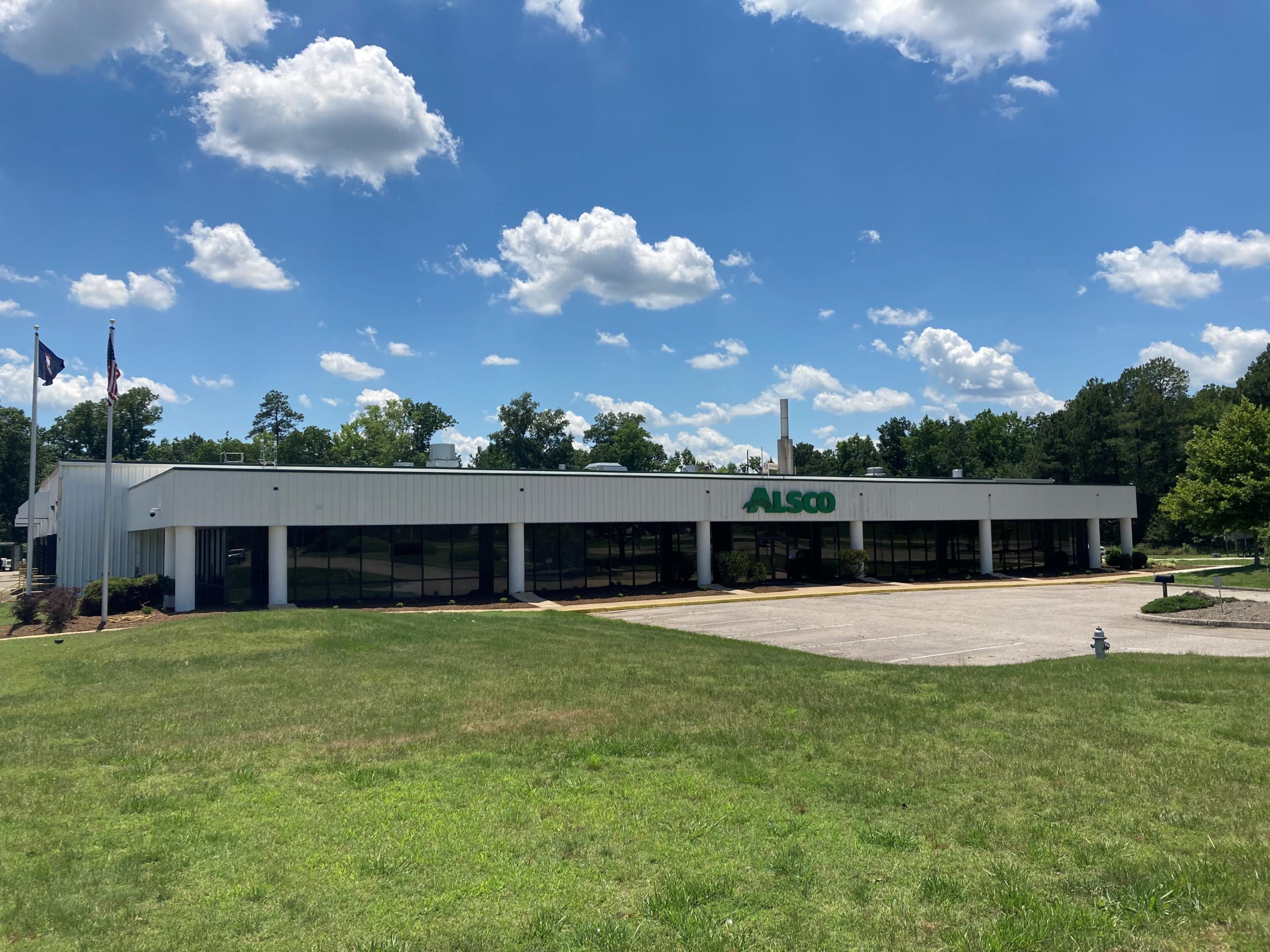 This is a photo of the exterior of the Alsco Uniforms location.