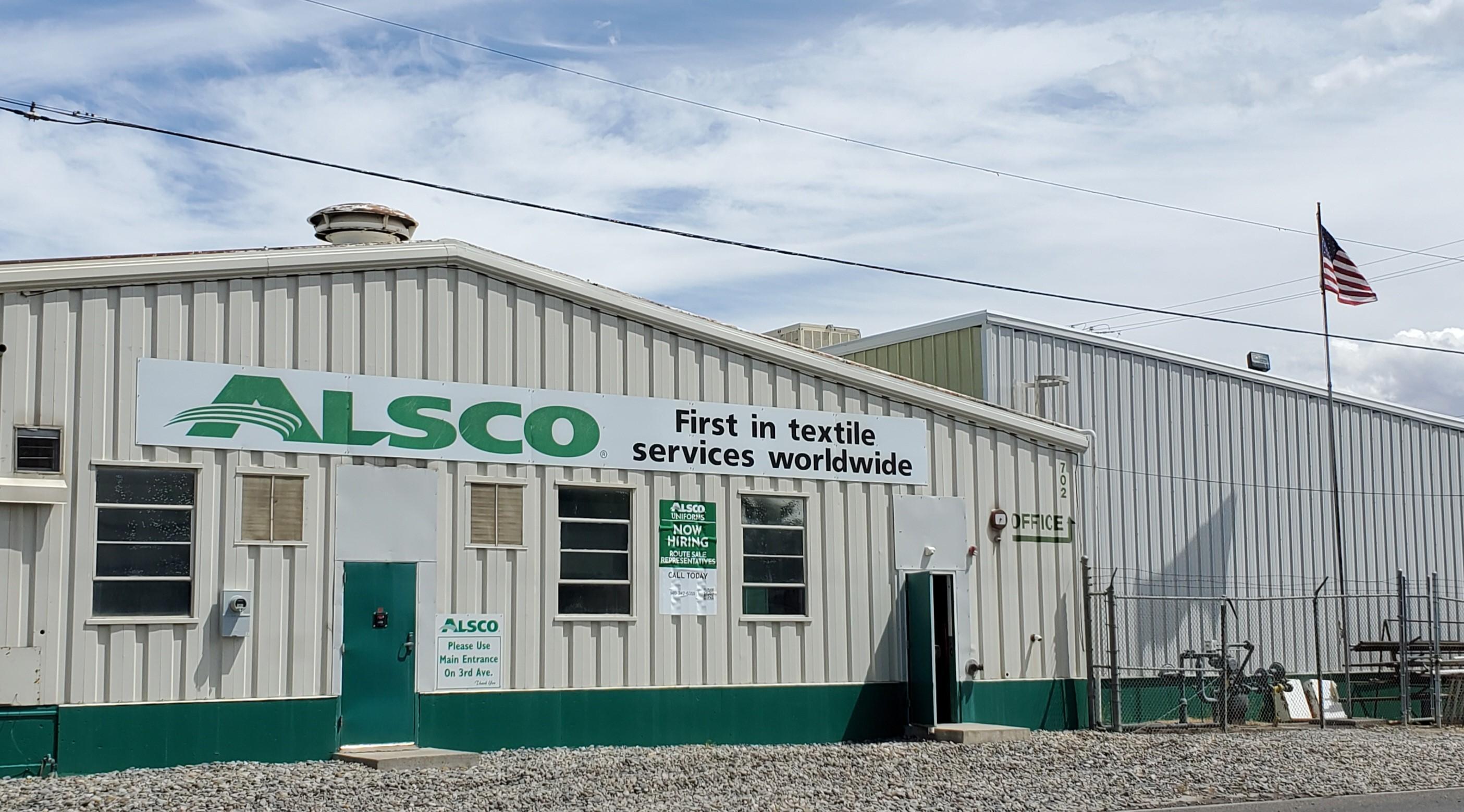 This is a photo of the exterior of the Alsco Uniforms location.