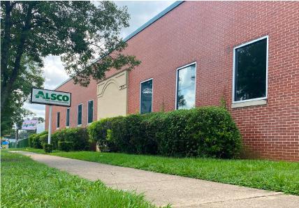 This is a photo of the exterior of the Alsco Uniforms location.