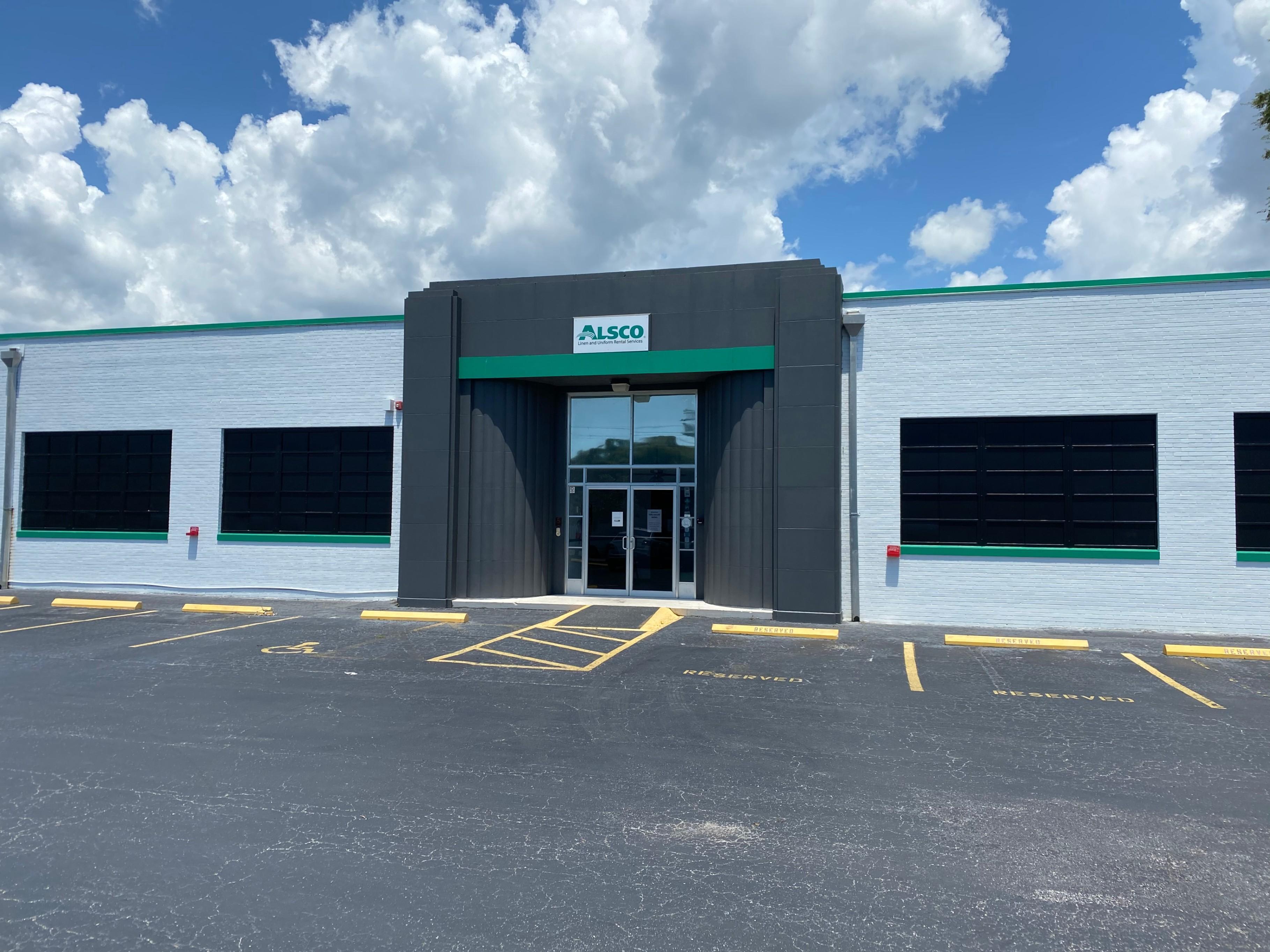 This is a photo of the exterior of the Alsco Uniforms location.