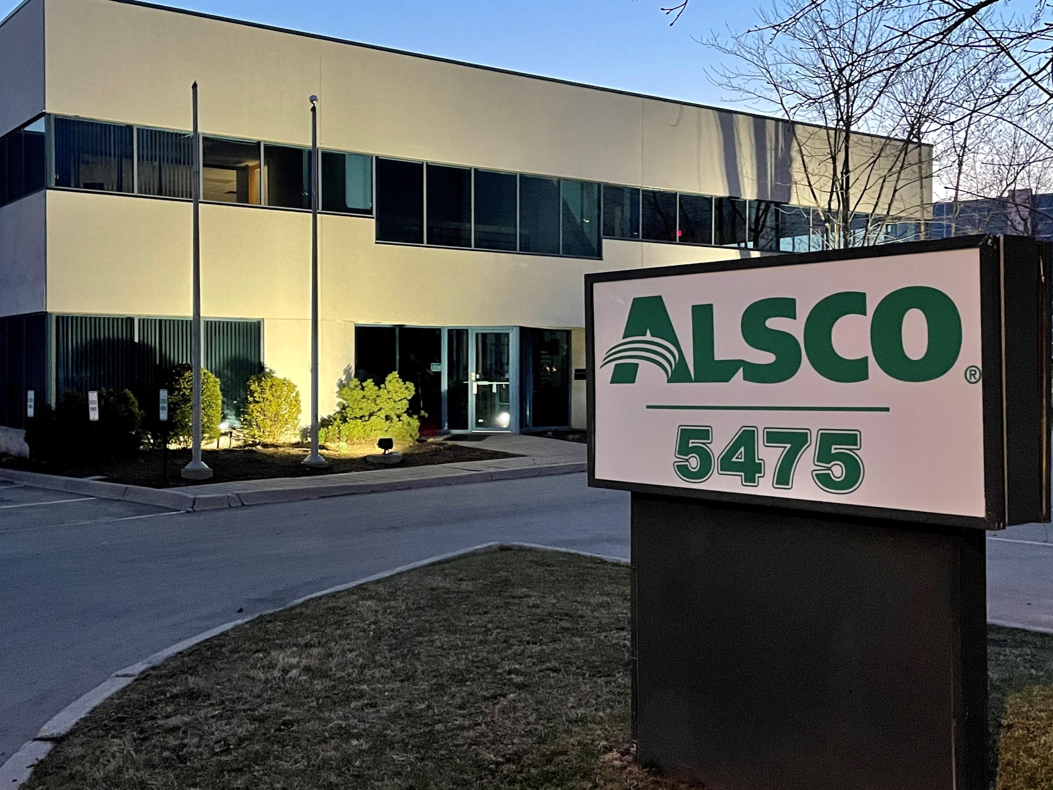 This is a photo of the exterior of the Alsco Uniforms location.