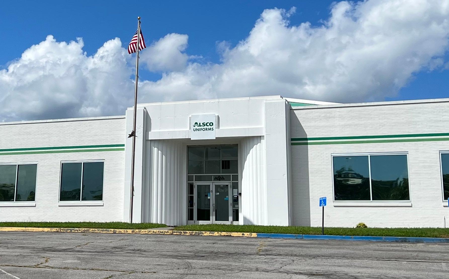 This is a photo of the exterior of the Alsco Uniforms location.