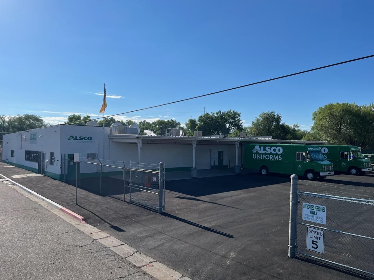 This is a photo of the exterior of the Alsco Uniforms location.