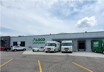 This is a photo of the exterior of the Alsco Uniforms location.