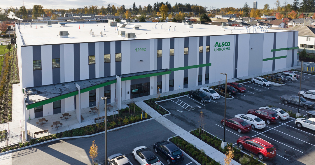 This is a photo of the exterior of the Alsco Uniforms location.