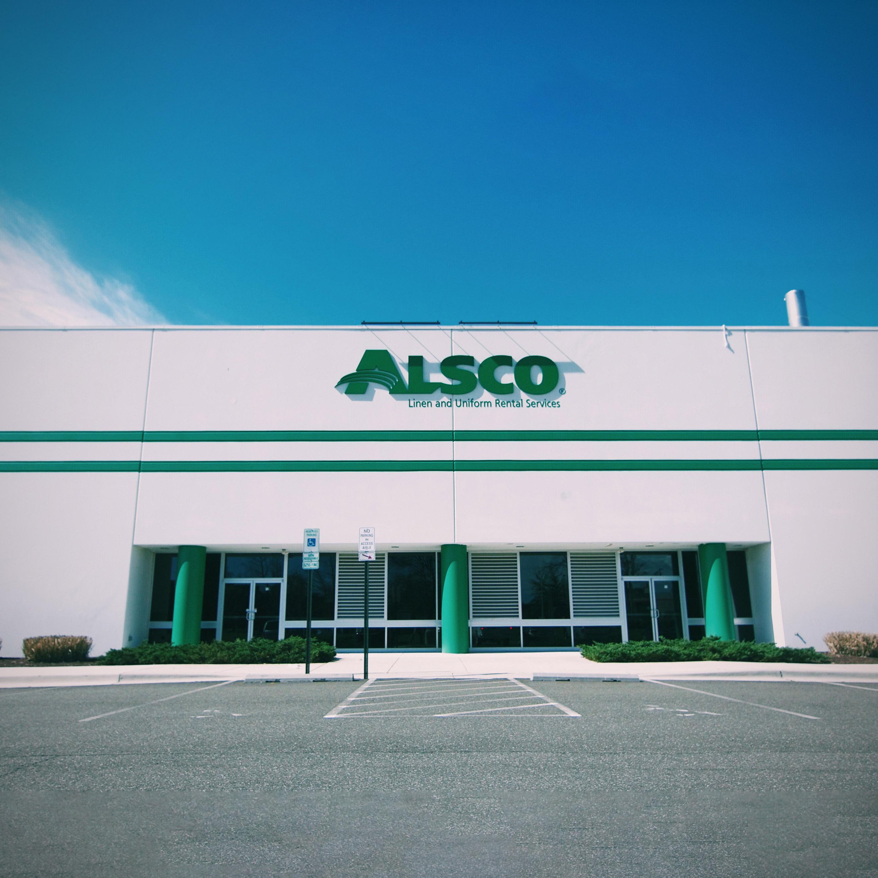 This is a photo of the exterior of the Alsco Uniforms location.