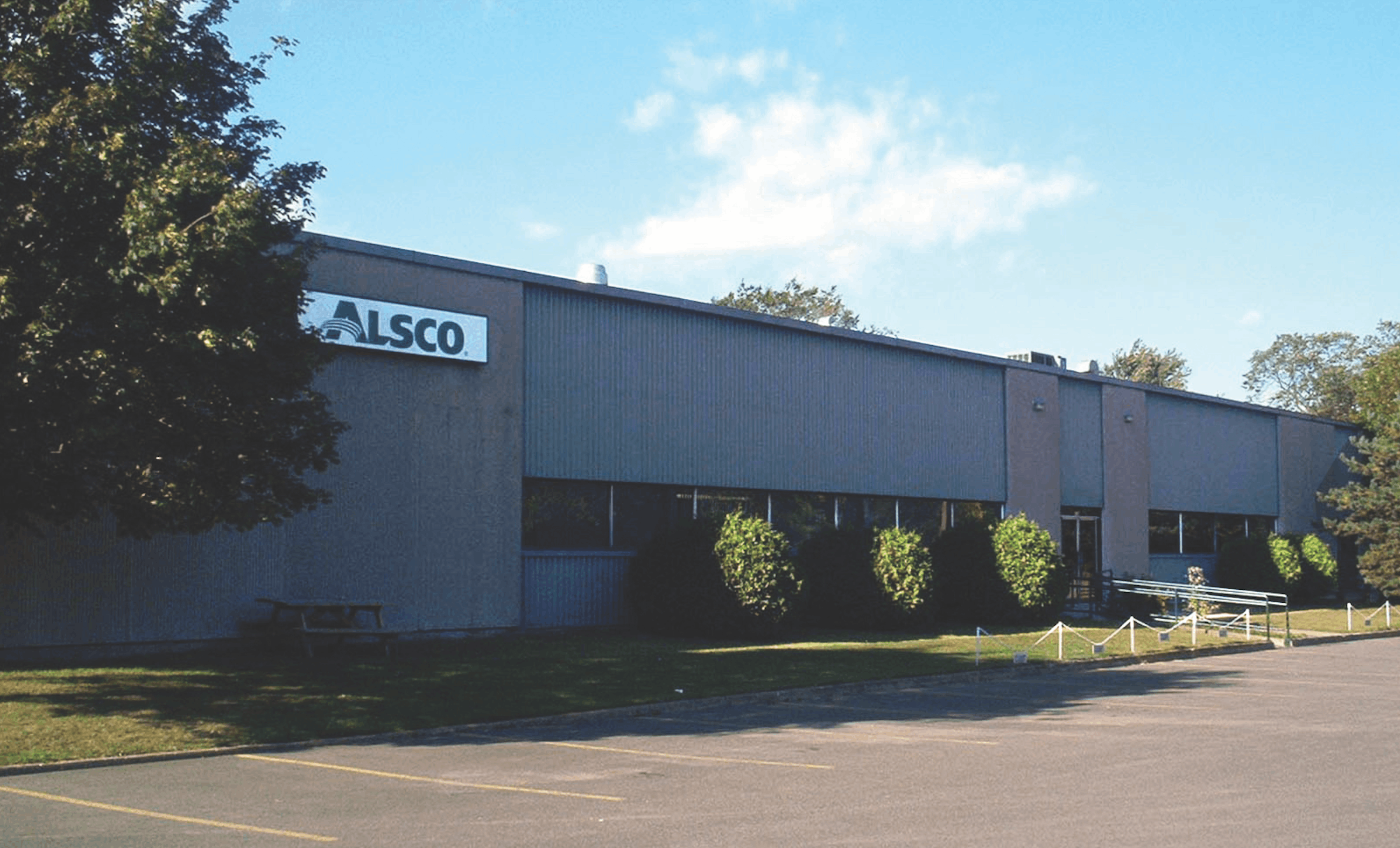 This is a photo of the exterior of the Alsco Uniforms location.