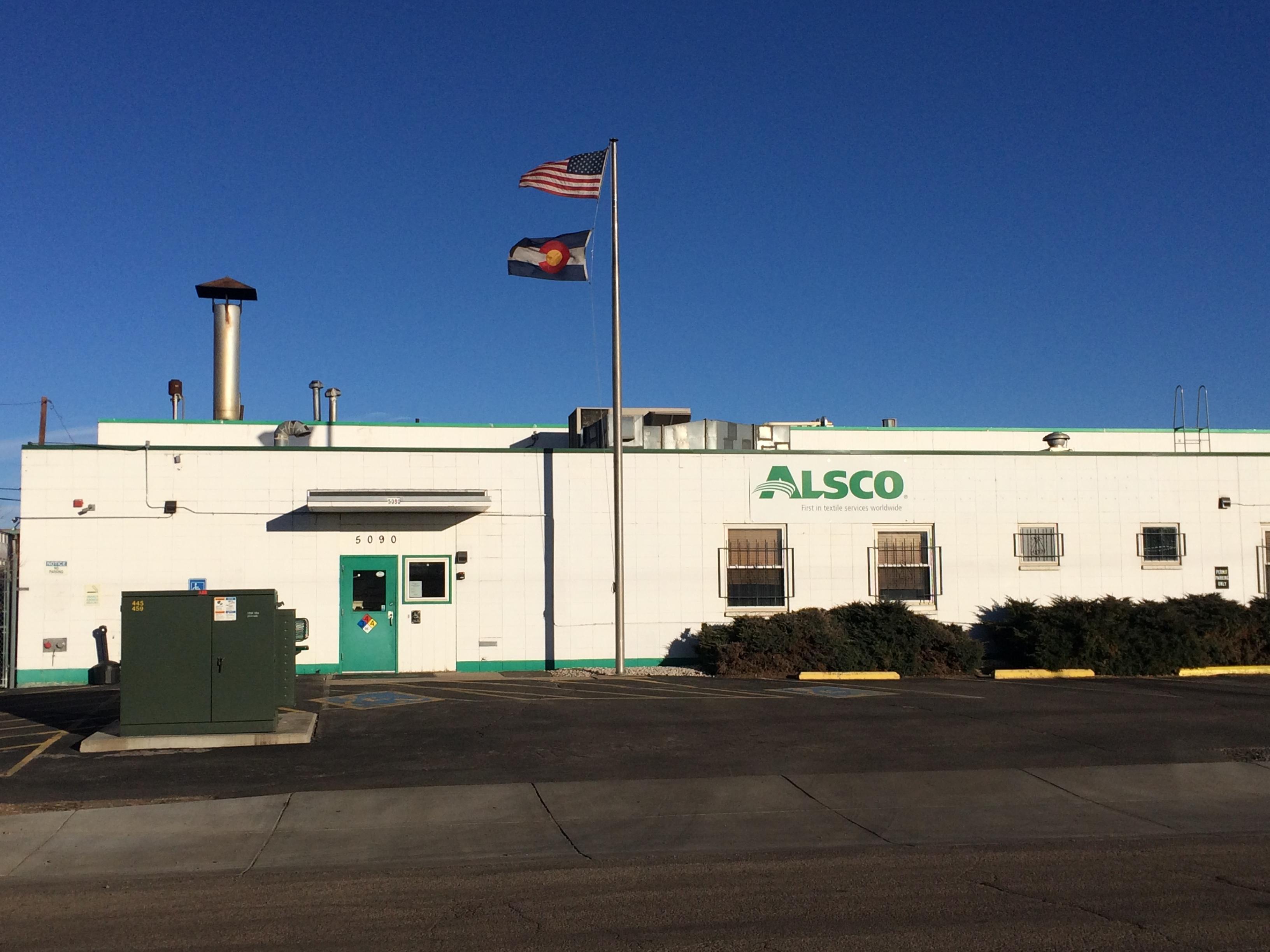 This is a photo of the exterior of the Alsco Uniforms location.