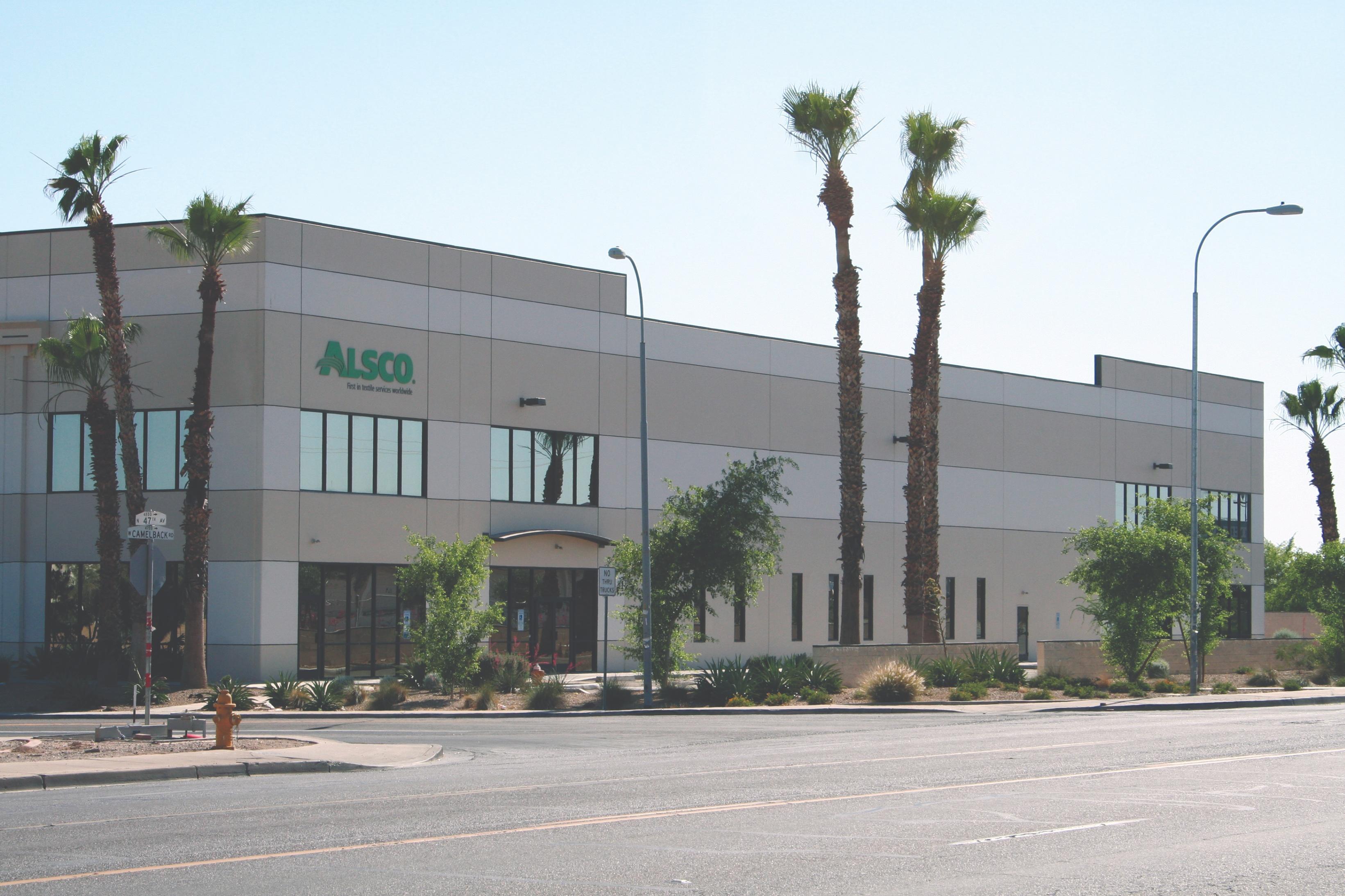 This is a photo of the exterior of the Alsco Uniforms location.