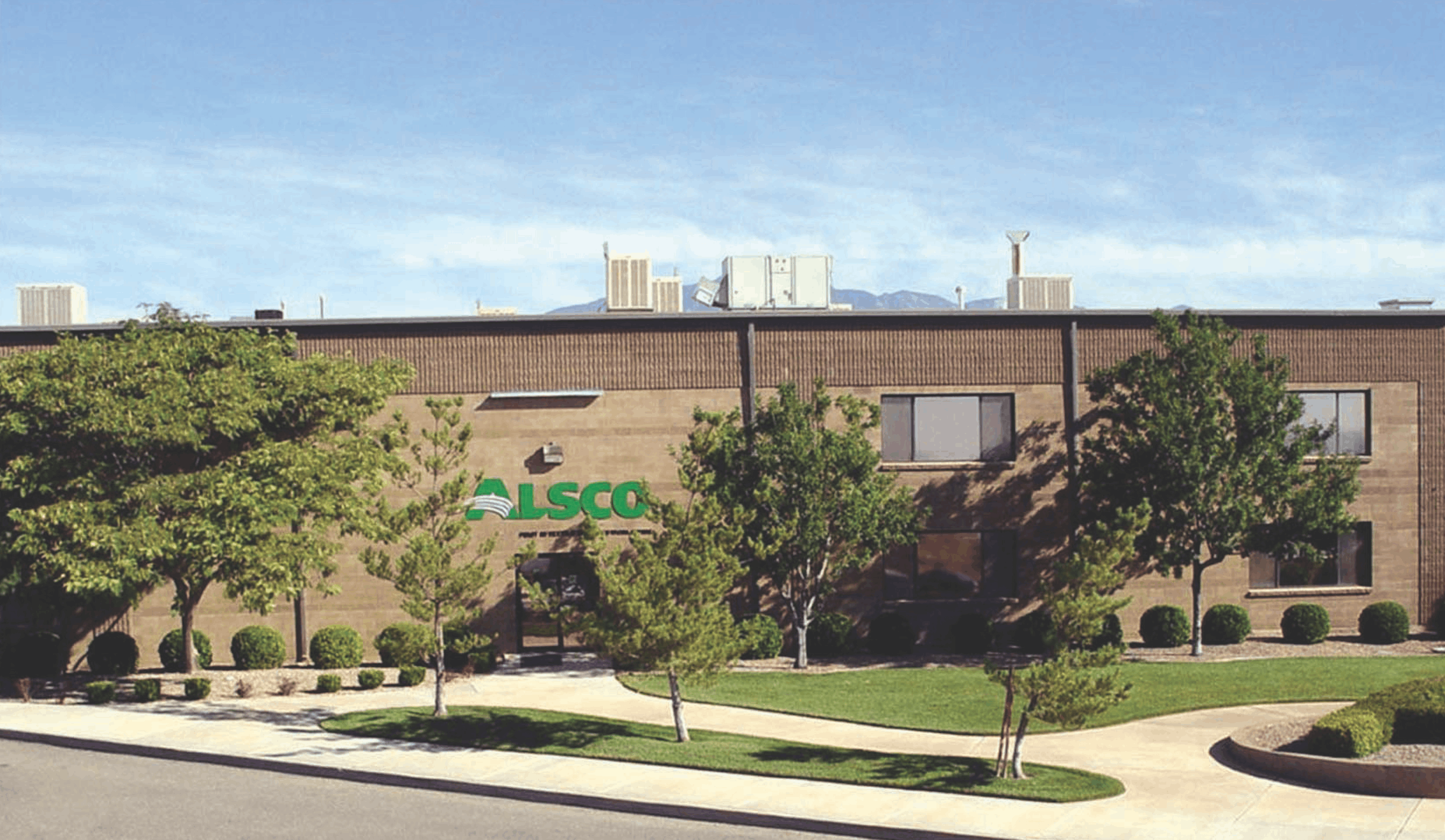 This is a photo of the exterior of the Alsco Uniforms location.