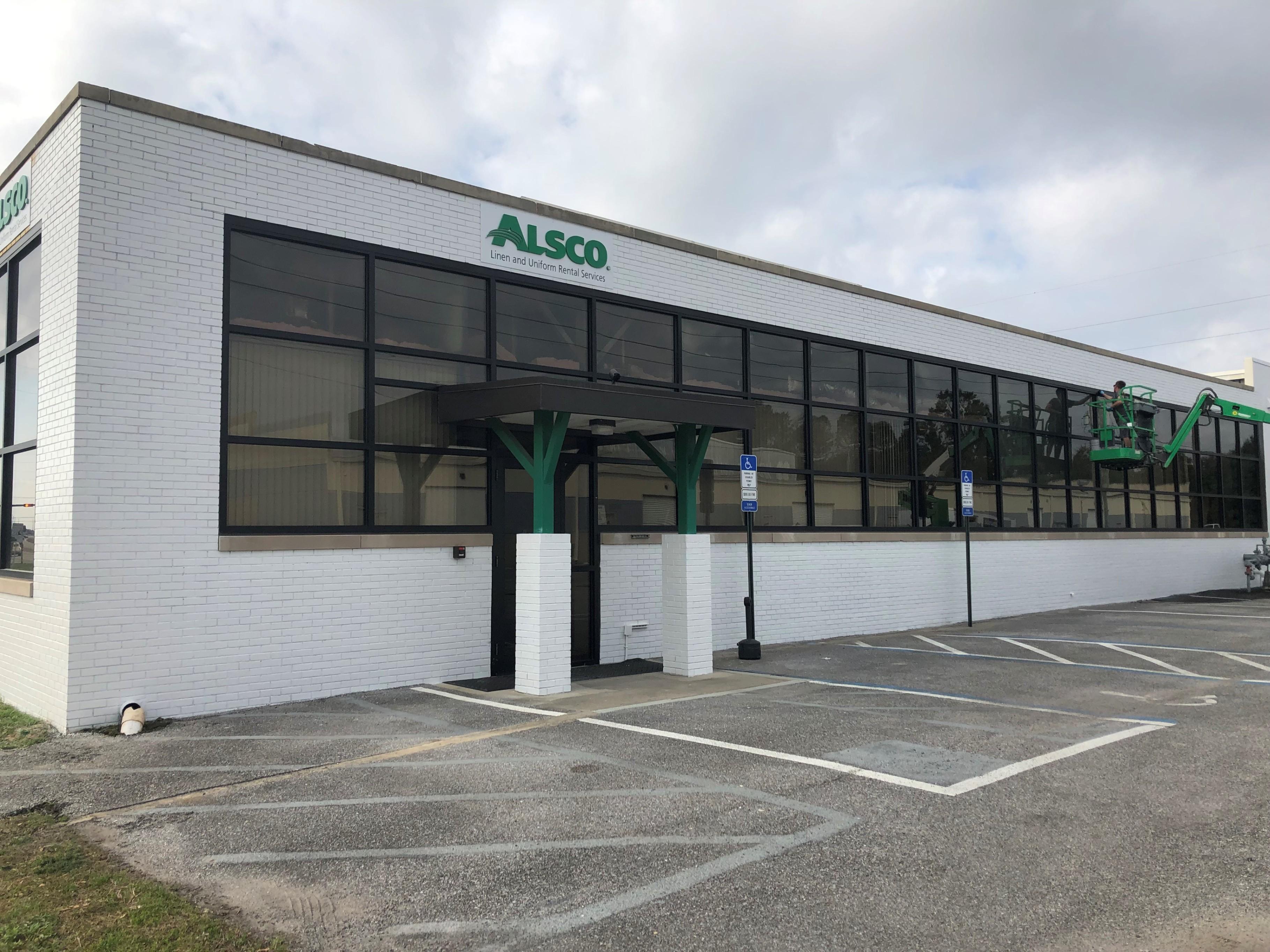 This is a photo of the exterior of the Alsco Uniforms location.