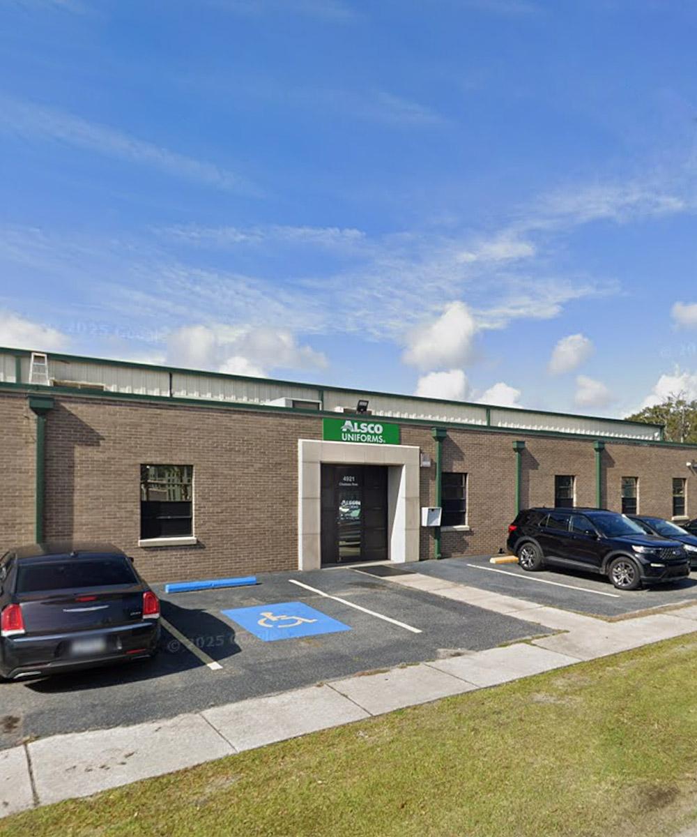 This is a photo of the exterior of the Alsco Uniforms location.
