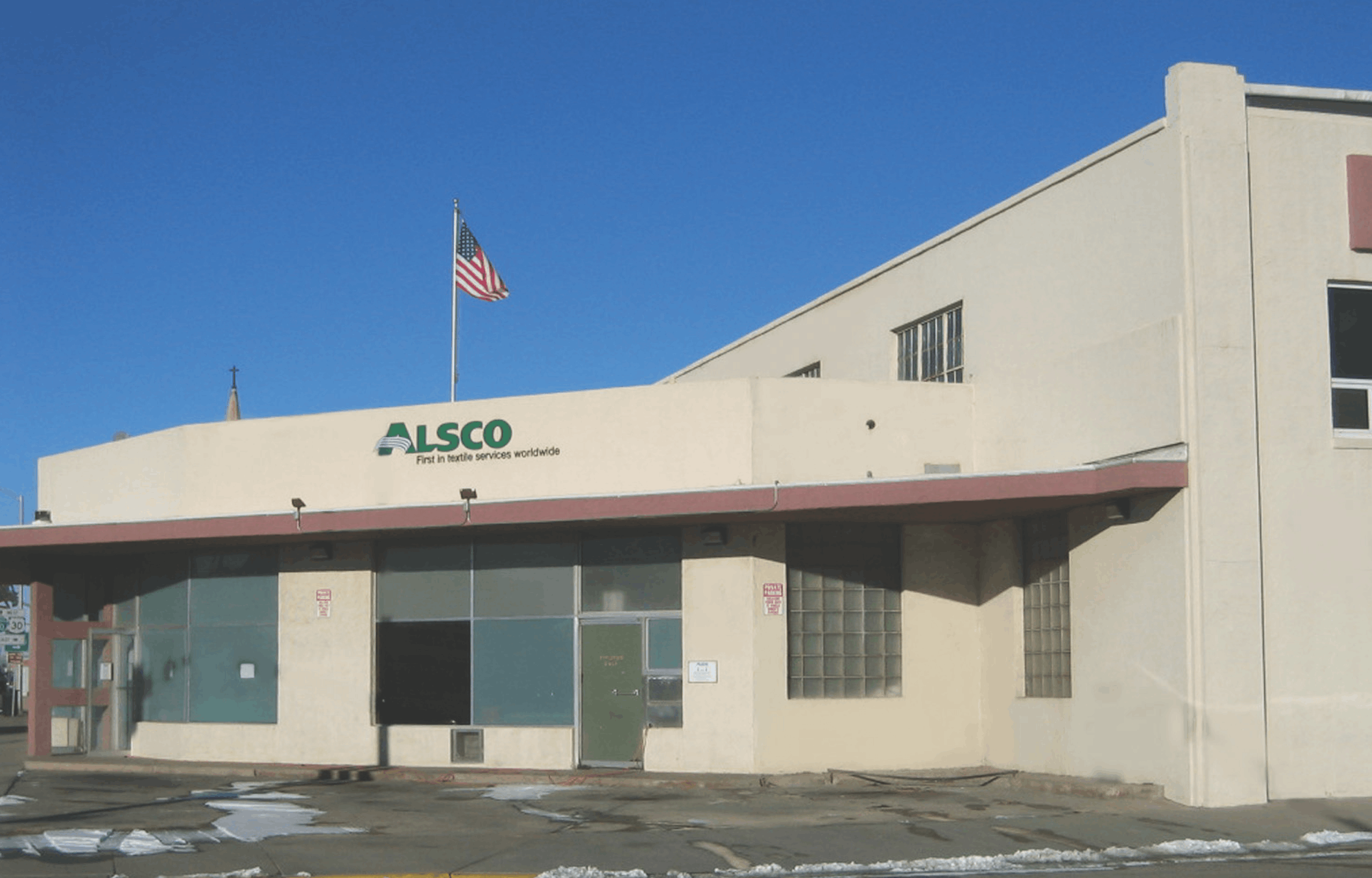 This is a photo of the exterior of the Alsco Uniforms location.