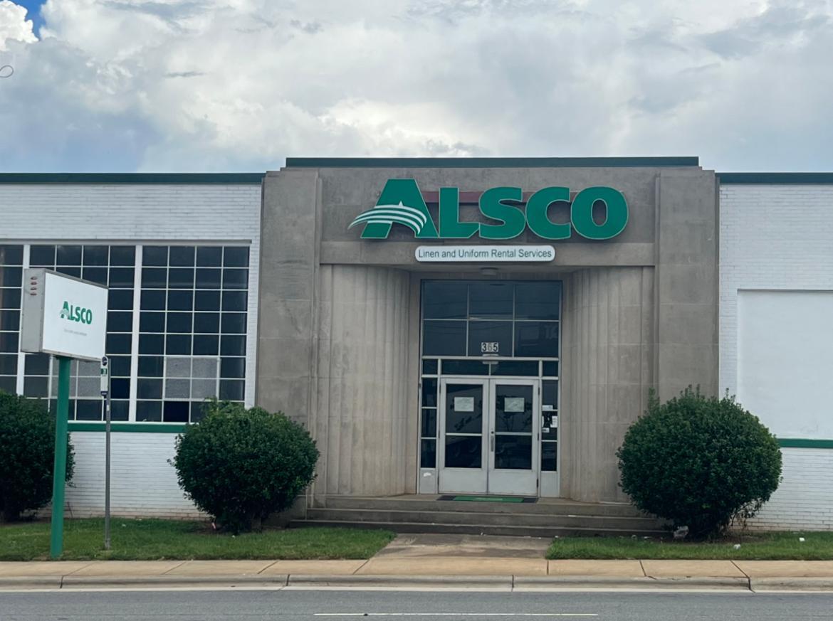 This is a photo of the exterior of the Alsco Uniforms location.