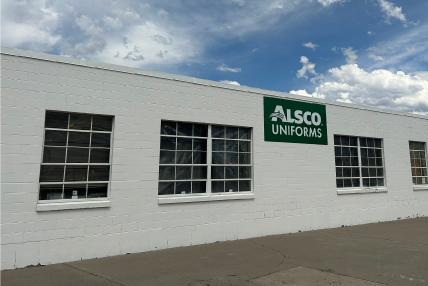 This is a photo of the exterior of the Alsco Uniforms location.