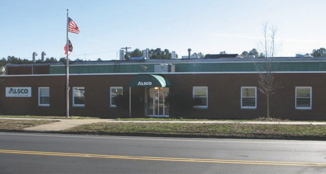This is a photo of the exterior of the Alsco Uniforms location.