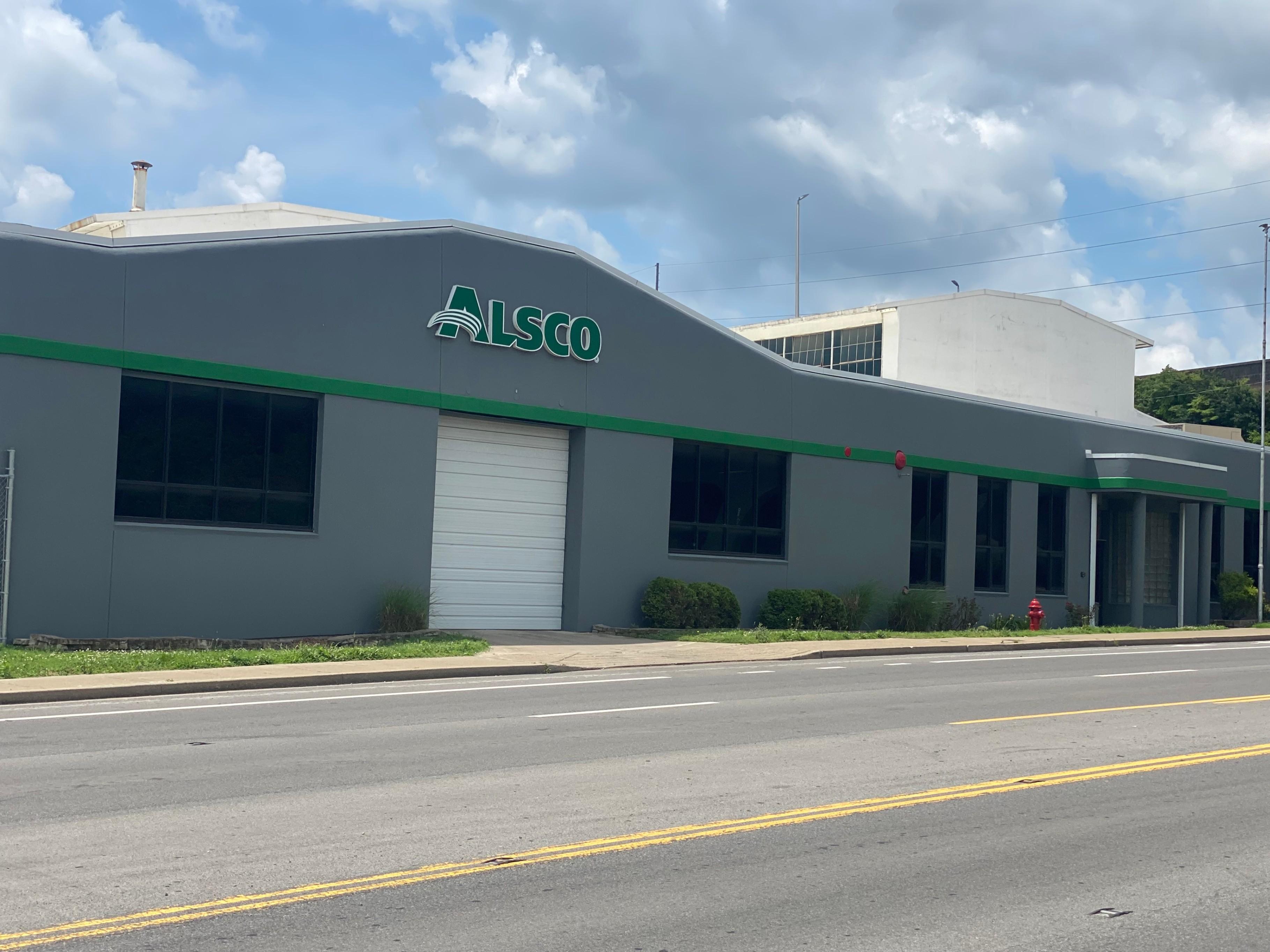 This is a photo of the exterior of the Alsco Uniforms location.
