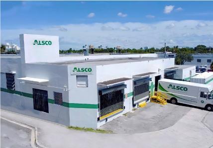 This is a photo of the exterior of the Alsco Uniforms location.