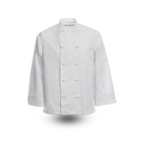 Classic Solid White Chef Coat With Knotted Buttons