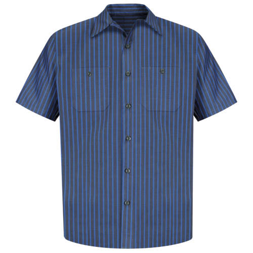 Industrial Stripe Short Sleeve Work Shirt