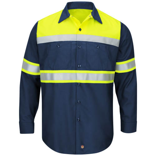 Hi-Visibility Long Sleeve Color Block Ripstop Work Shirt - Type O, Class 1