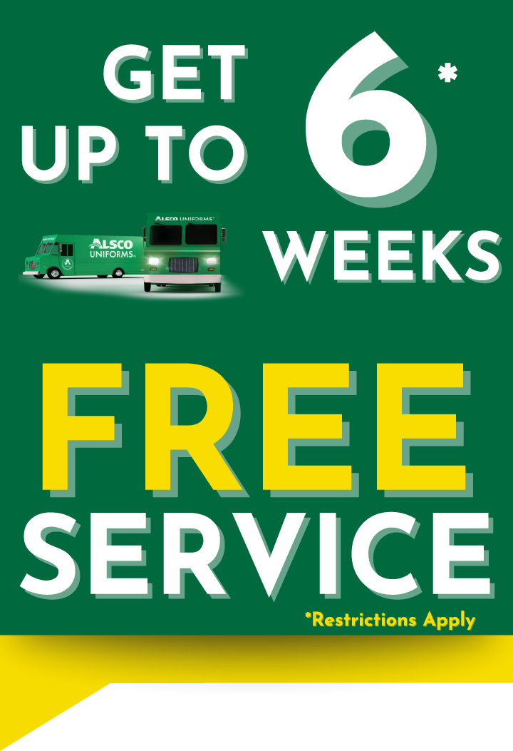 Get up to 6 weeks of free service from Alsco Uniforms Mobile Banner